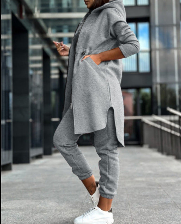 Fashionable Casual Fleece Hoodie Set for Women