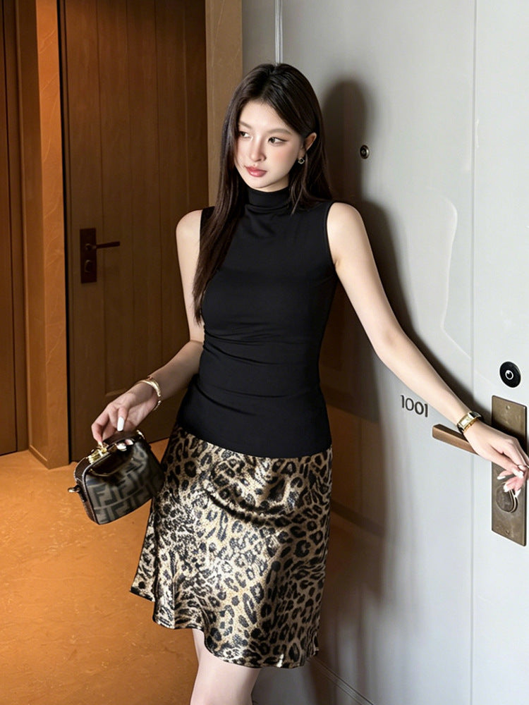 Sleeveless Half-High Collar Vest for Women