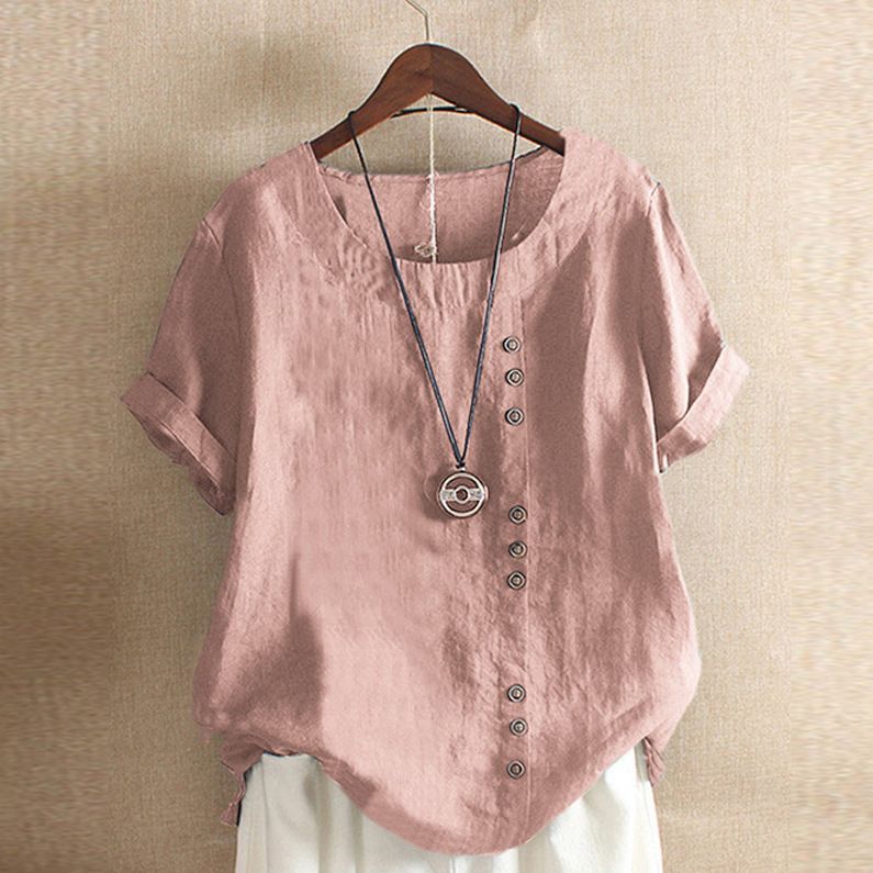 Women's Cotton Linen Short Sleeve T-Shirt