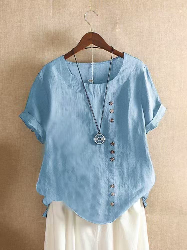 Women's Cotton Linen Short Sleeve T-Shirt