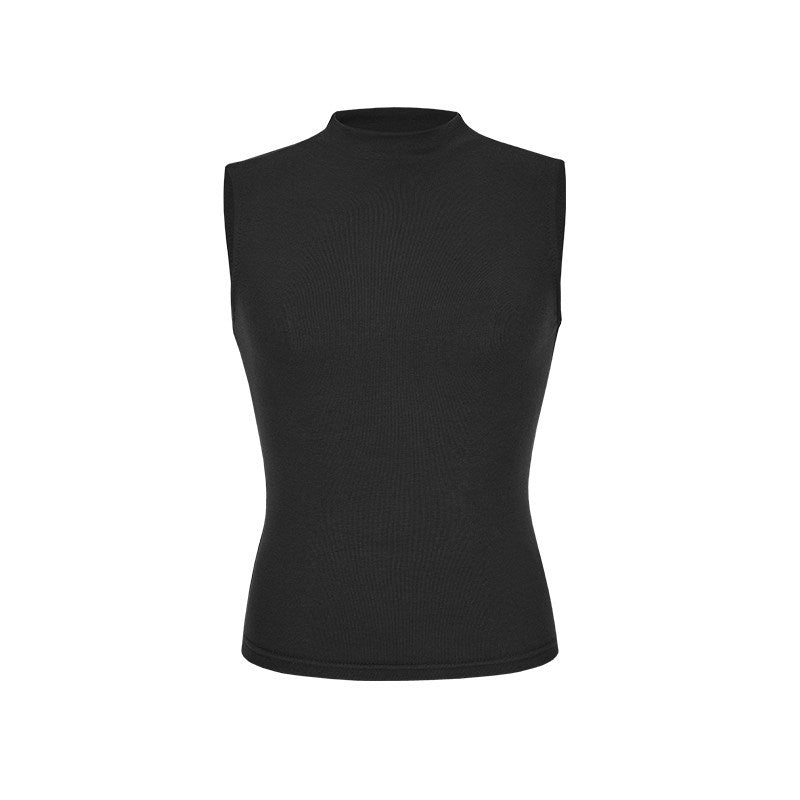 Sleeveless Half-High Collar Vest for Women