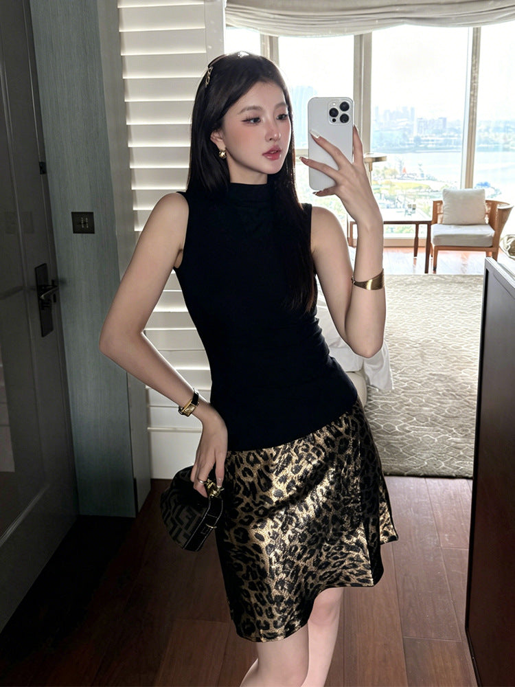 Sleeveless Half-High Collar Vest for Women