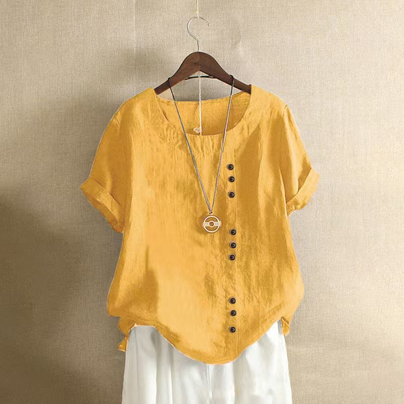 Women's Cotton Linen Short Sleeve T-Shirt
