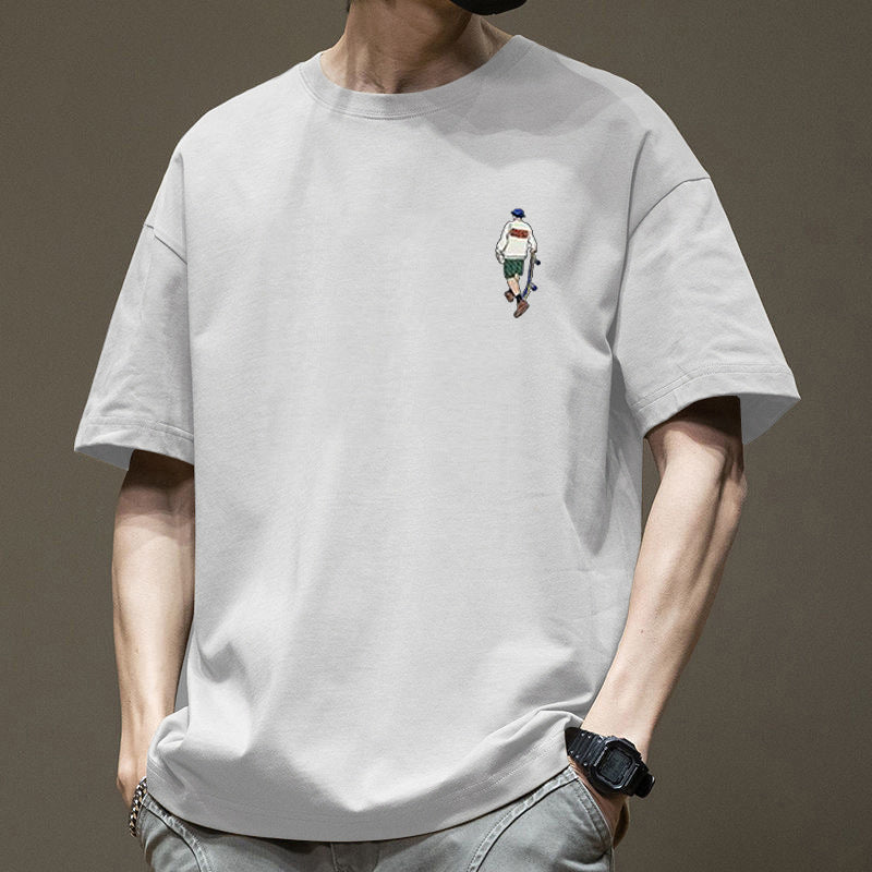 Heavyweight Pure Cotton Short-Sleeve T-Shirt for Men