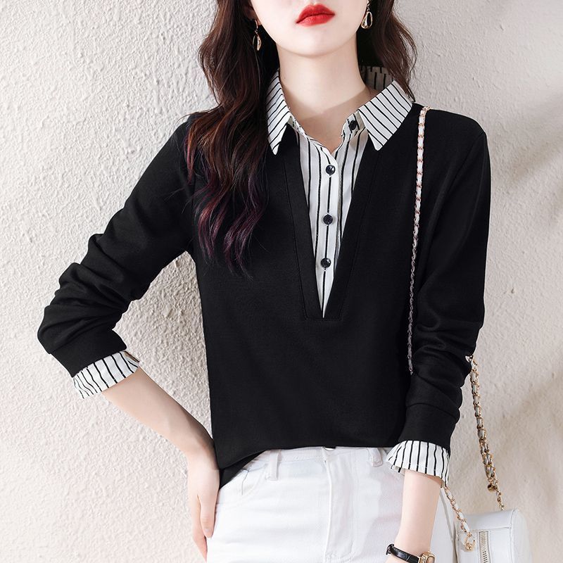 Fashion Faux Two Piece Long Sleeve Shirt