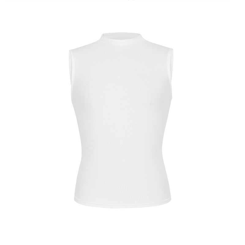 Sleeveless Half-High Collar Vest for Women