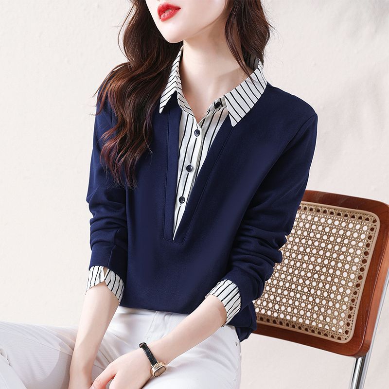 Fashion Faux Two Piece Long Sleeve Shirt