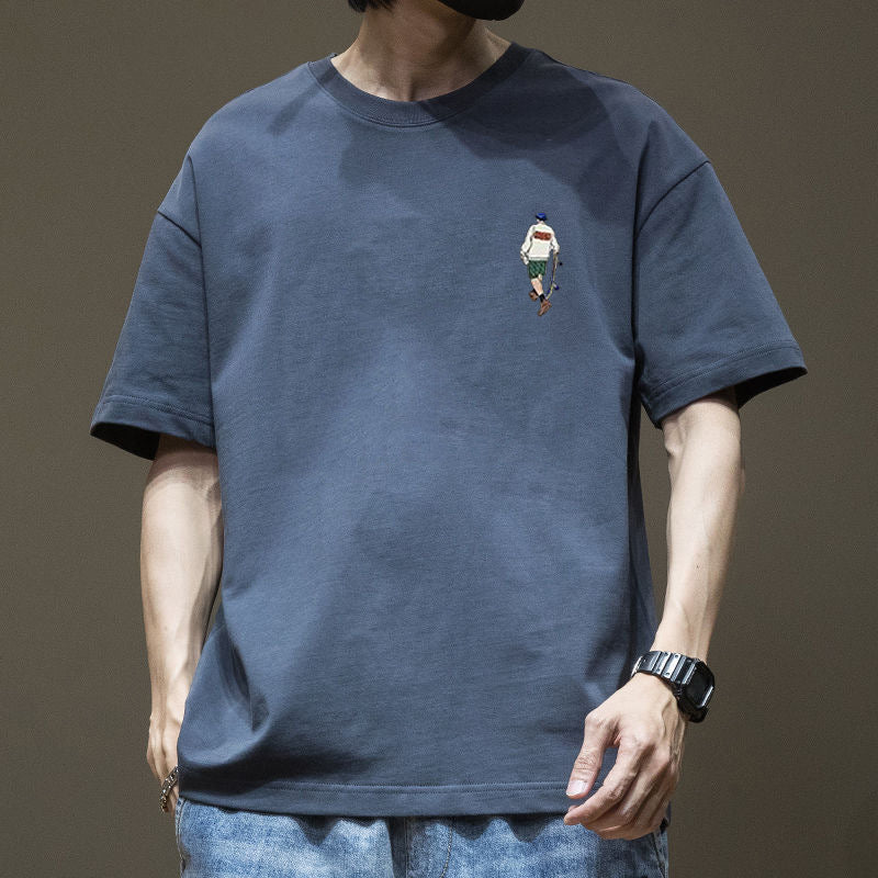 Heavyweight Pure Cotton Short-Sleeve T-Shirt for Men