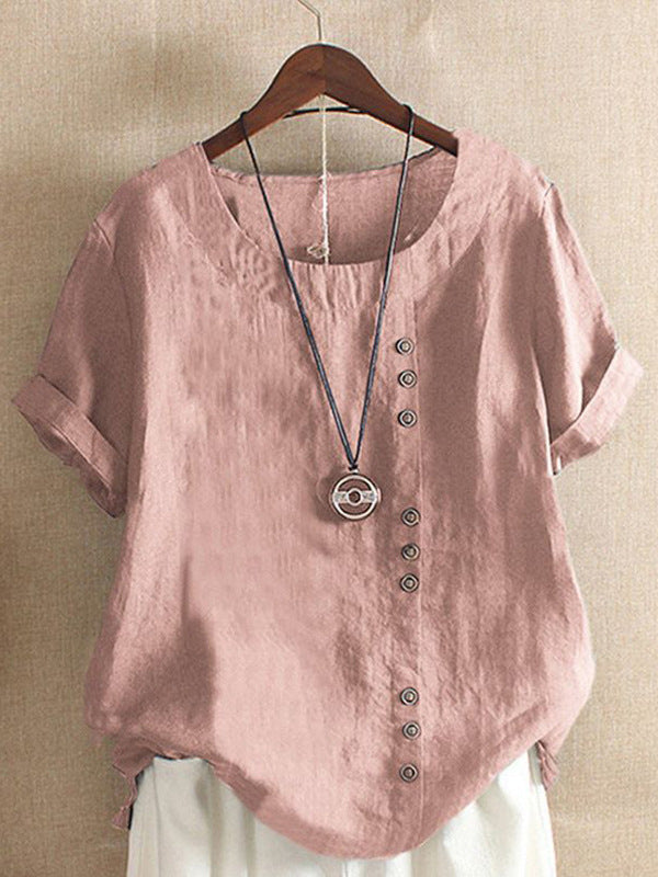Women's Cotton Linen Short Sleeve T-Shirt