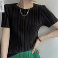 Womens Pleated Short Sleeve T-shirt