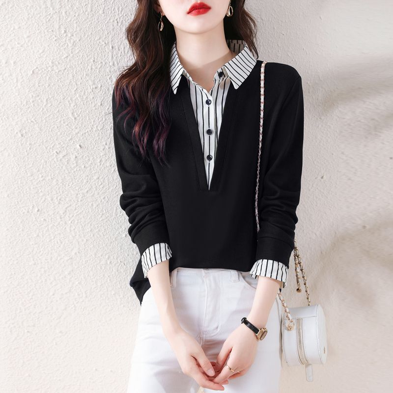 Fashion Faux Two Piece Long Sleeve Shirt