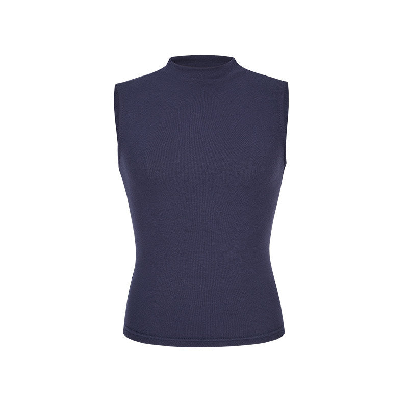 Sleeveless Half-High Collar Vest for Women