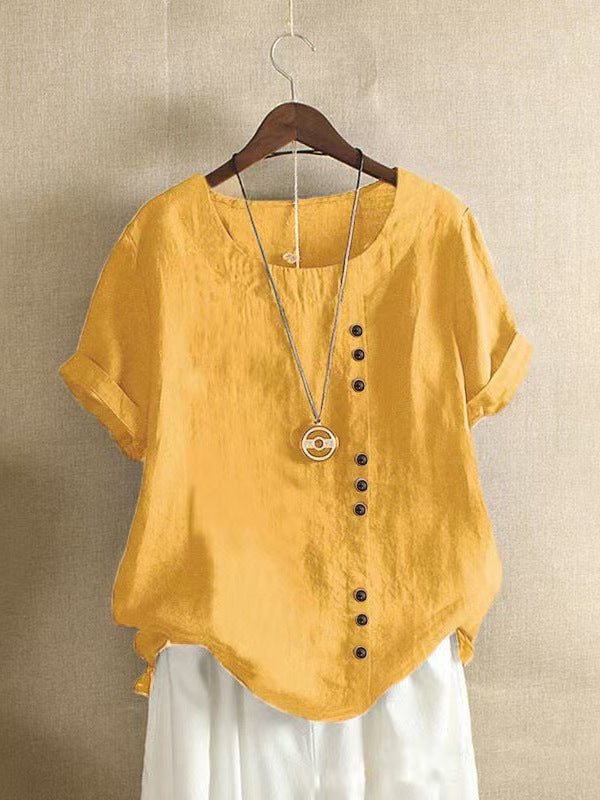 Women's Cotton Linen Short Sleeve T-Shirt