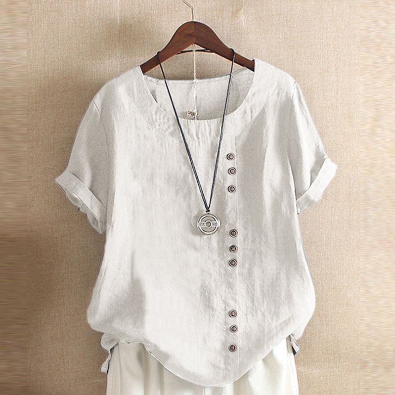 Women's Cotton Linen Short Sleeve T-Shirt