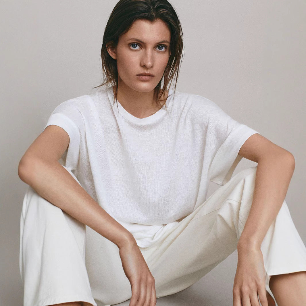 Breathable All-match Flying Sleeve T-shirt for Women