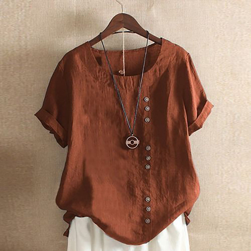 Women's Cotton Linen Short Sleeve T-Shirt