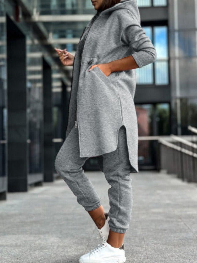 Fashionable Casual Fleece Hoodie Set for Women