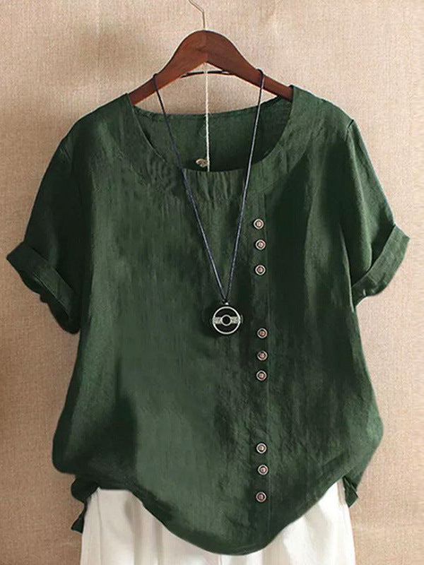 Women's Cotton Linen Short Sleeve T-Shirt