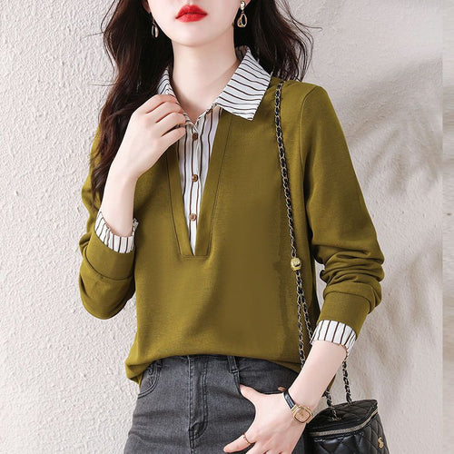 Fashion Faux Two Piece Long Sleeve Shirt