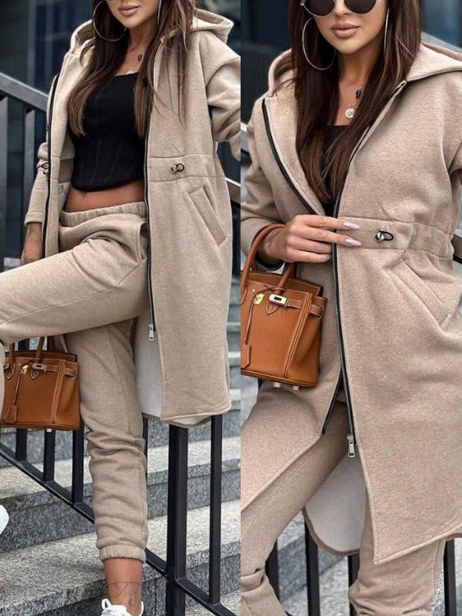 Fashionable Casual Fleece Hoodie Set for Women