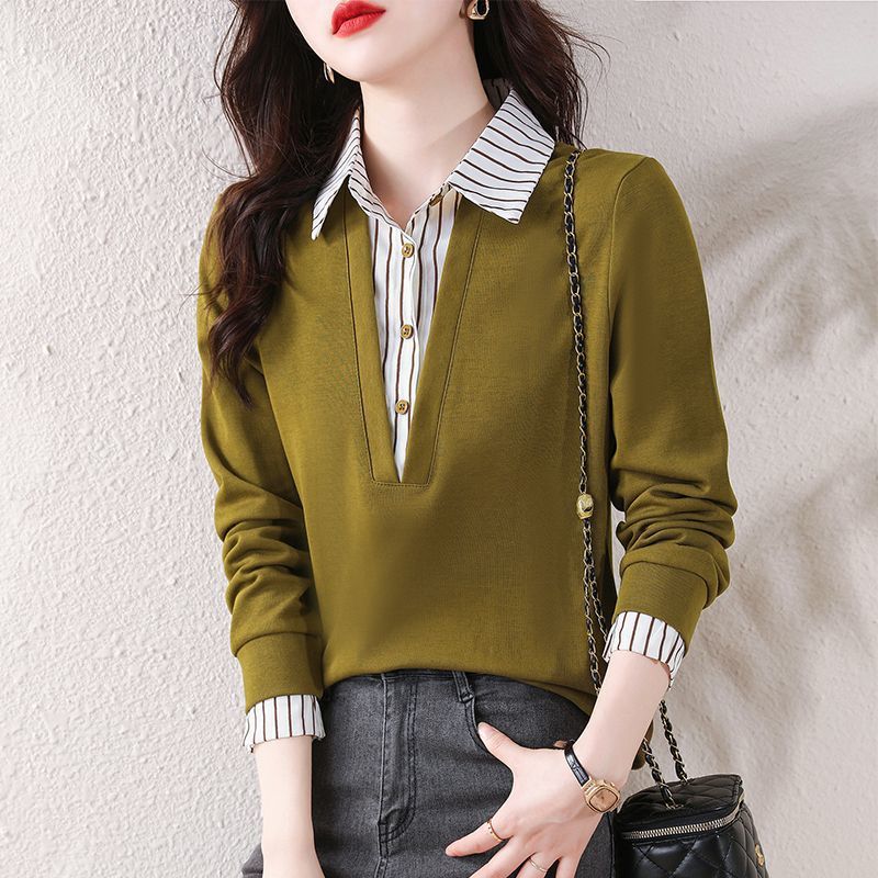 Fashion Faux Two Piece Long Sleeve Shirt