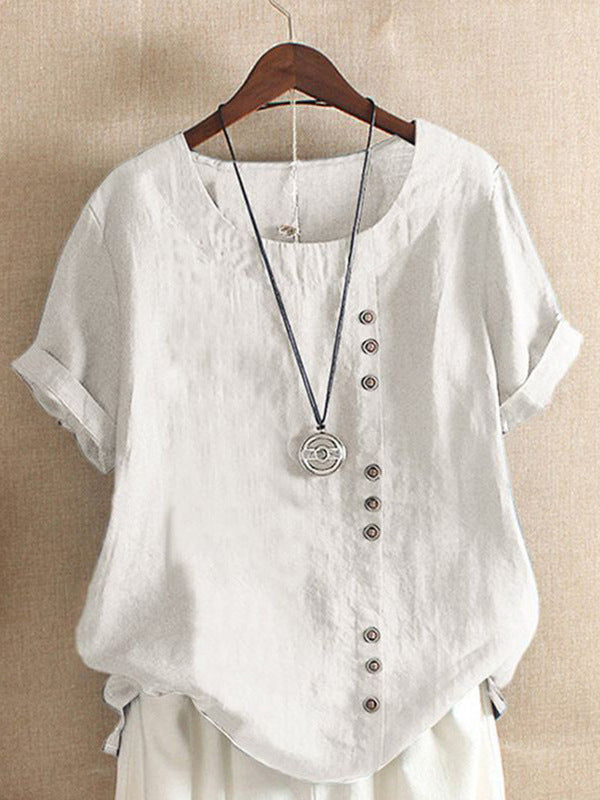 Women's Cotton Linen Short Sleeve T-Shirt