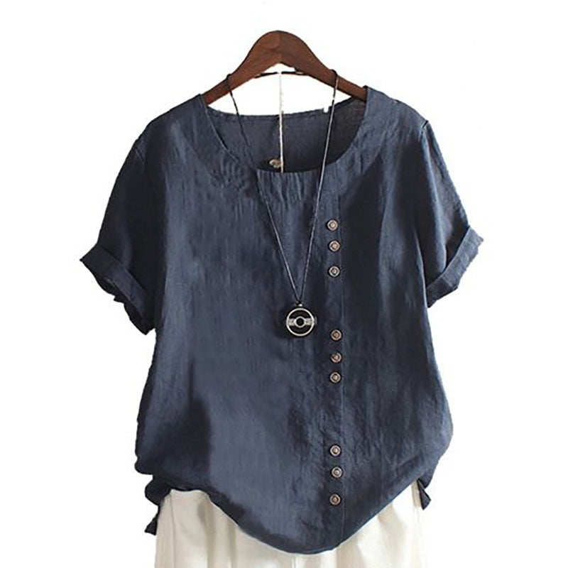 Women's Cotton Linen Short Sleeve T-Shirt