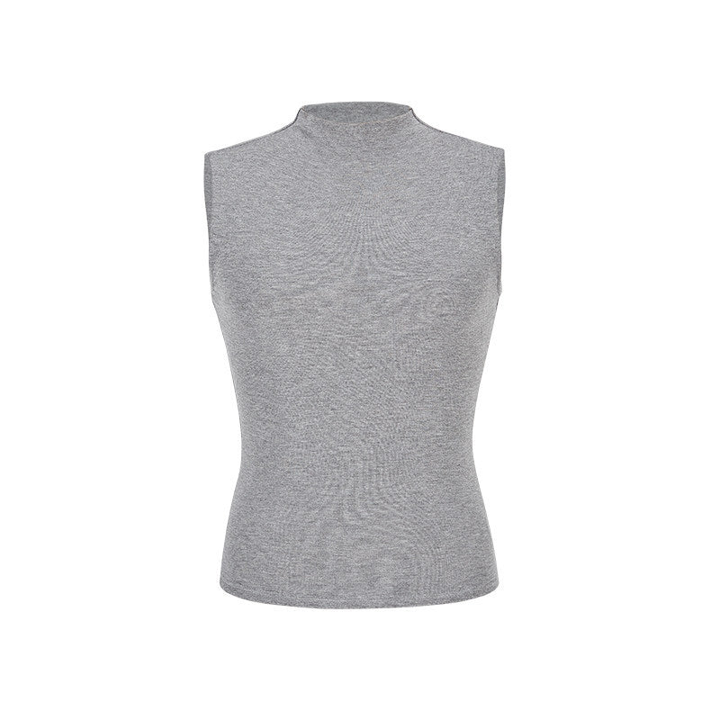 Sleeveless Half-High Collar Vest for Women
